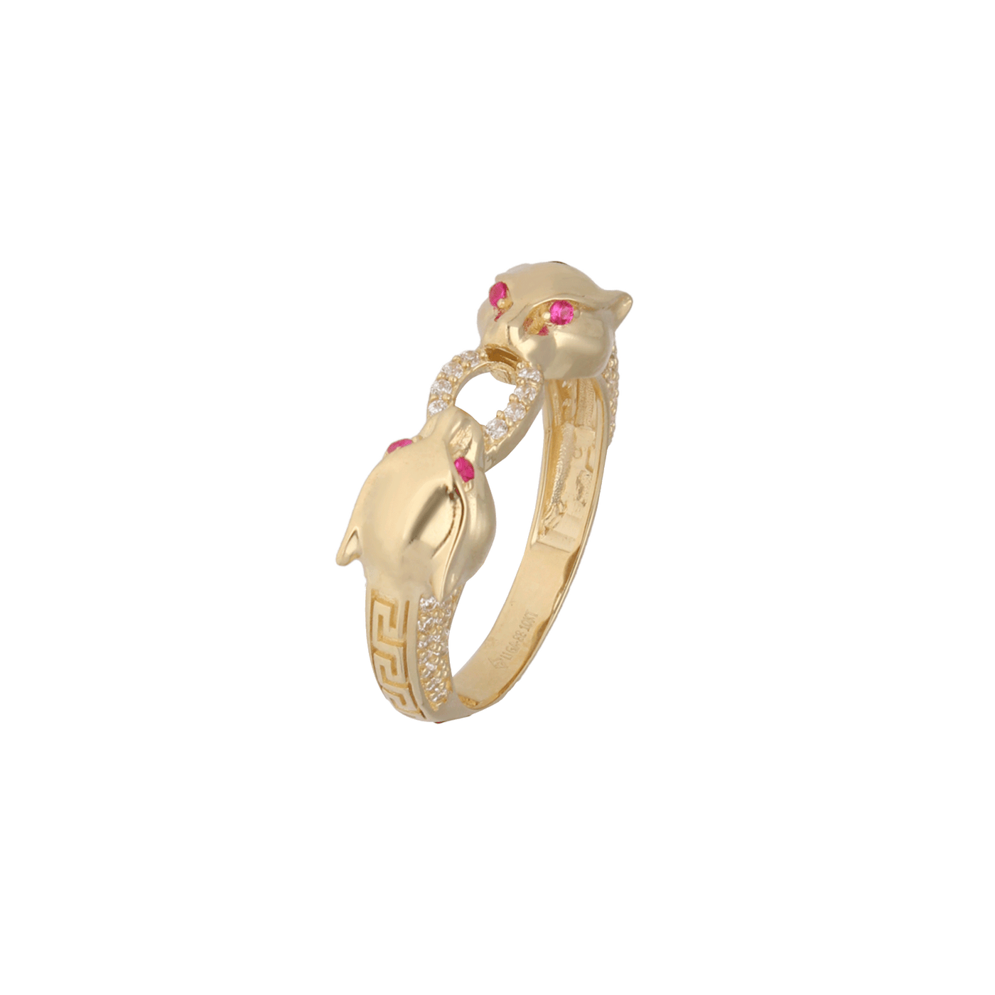 Anillo Puma zirconias rosa oro 10k