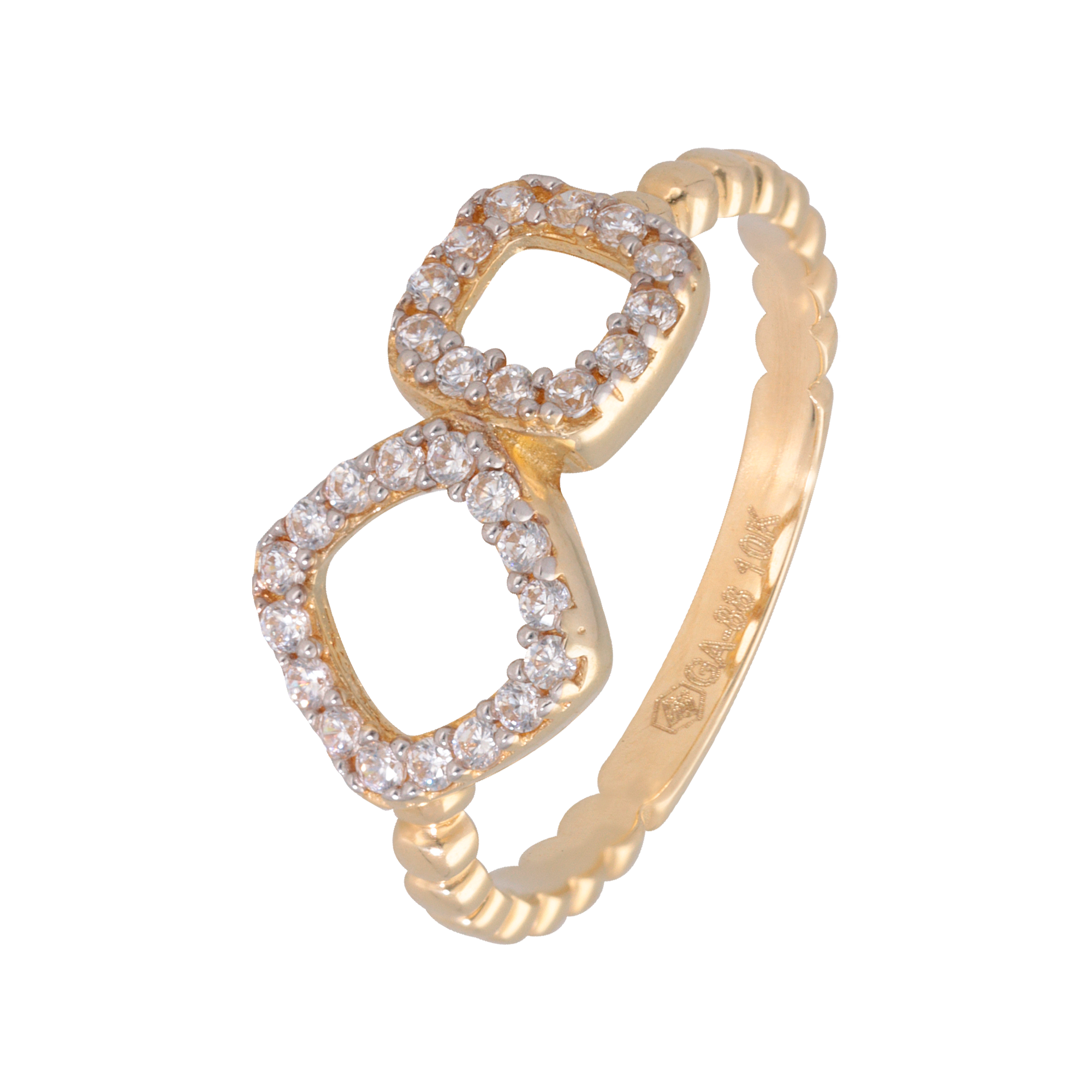 Anillo Cuadro Rombo oro 10k