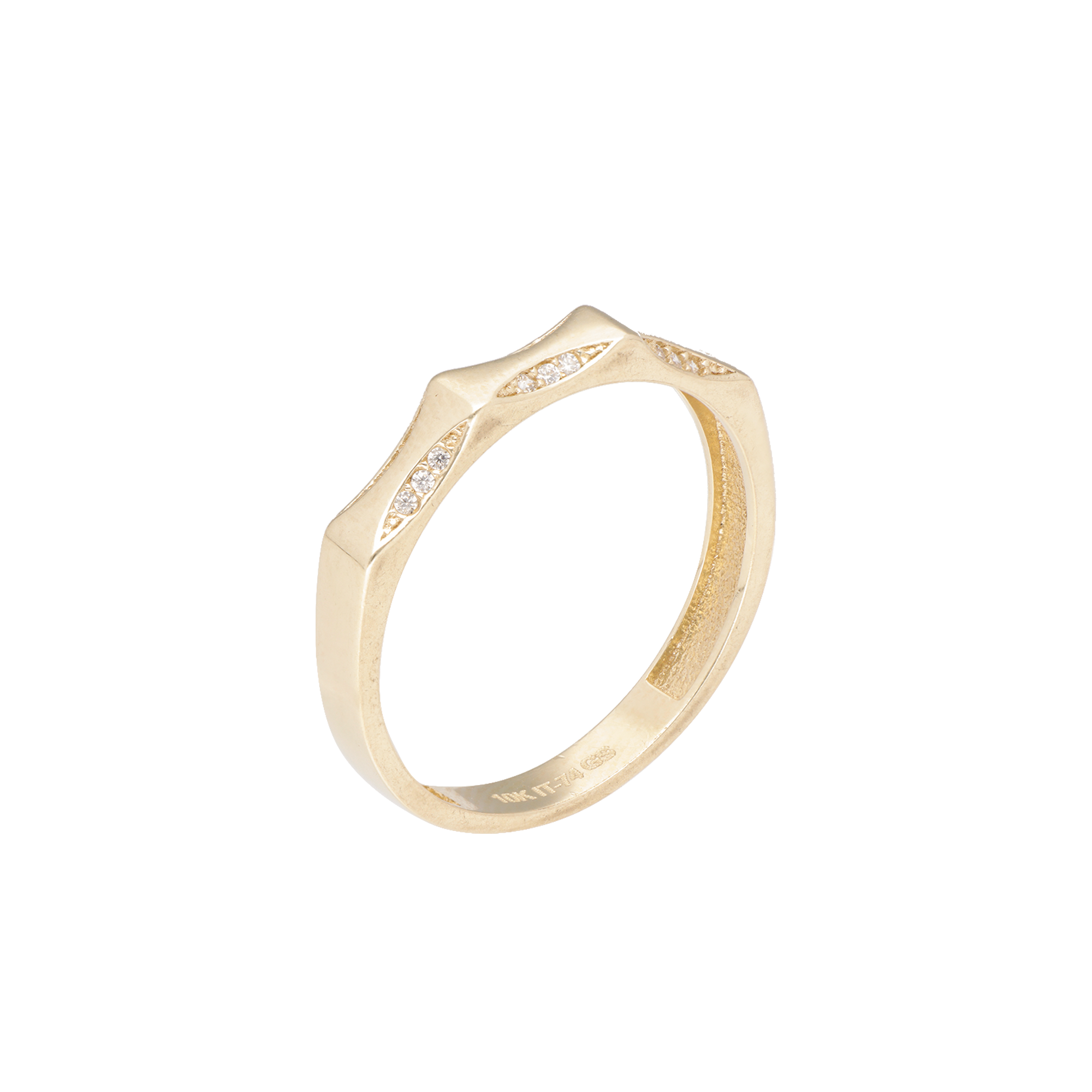 Anillo Corte Diagonal adiamantado oro 10k