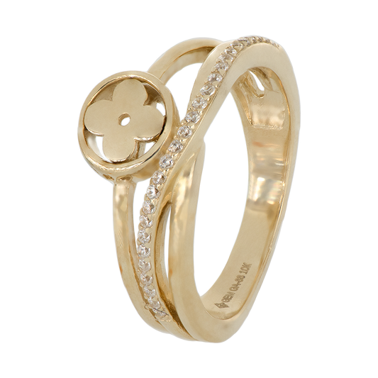 Anillo trebol oro 10k