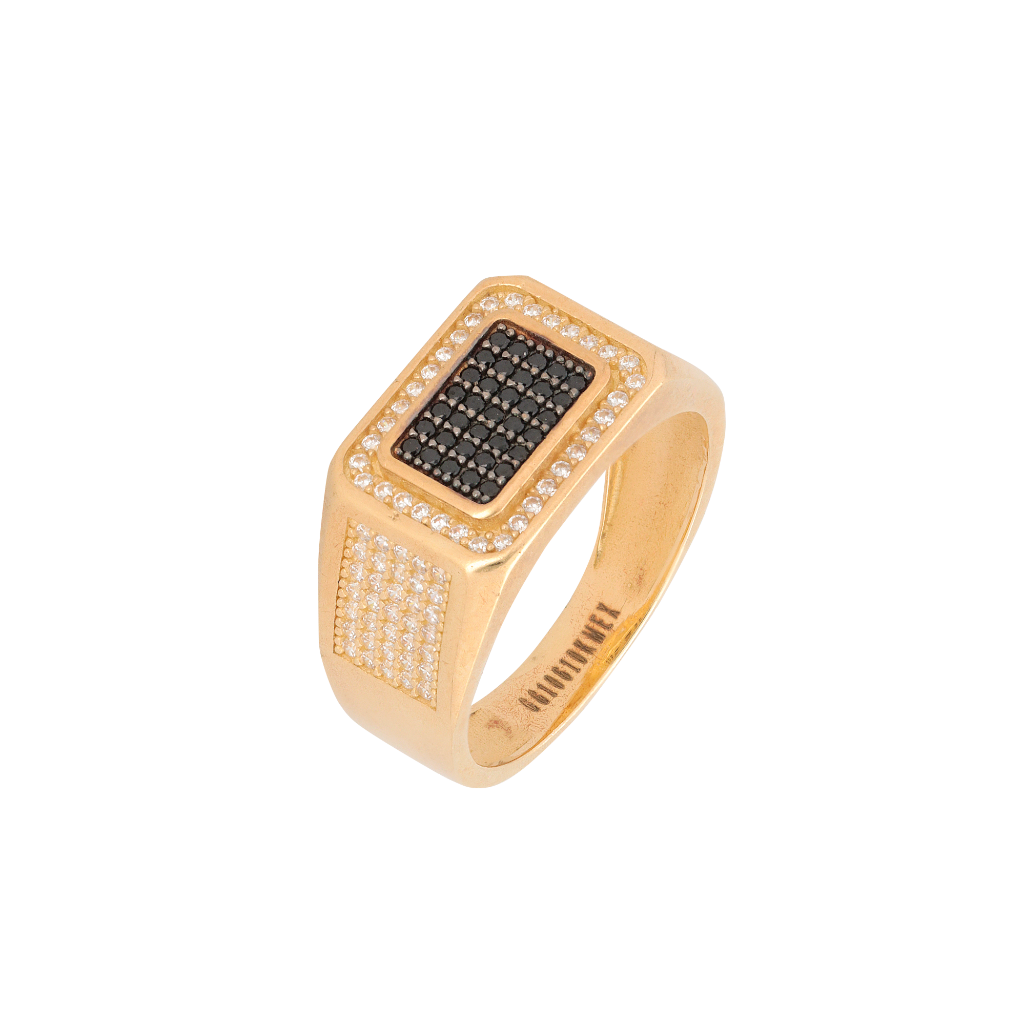 Anillo Cuadrado zirconia negra oro 10k