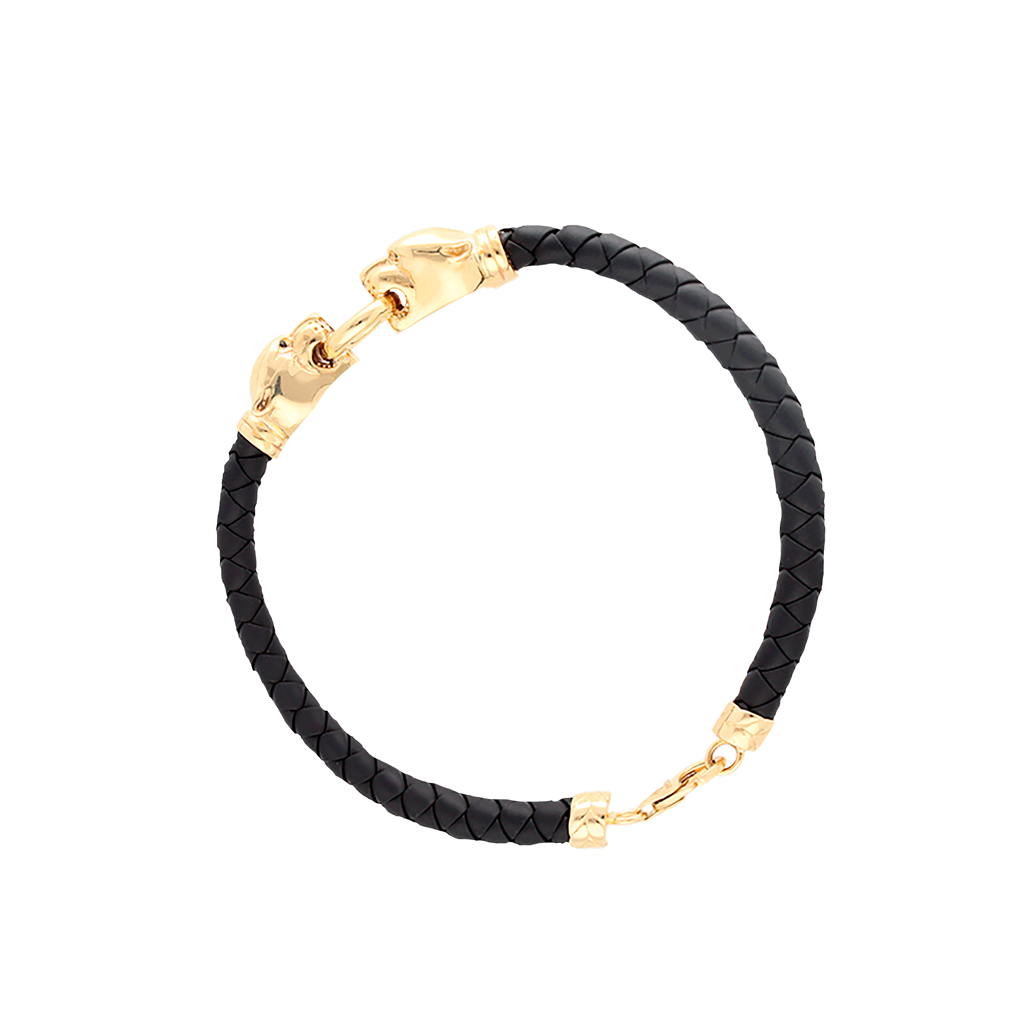 Pulsera Doble Pantera con caucho oro 10k