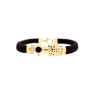 Pulsera Pantera con caucho oro 10k